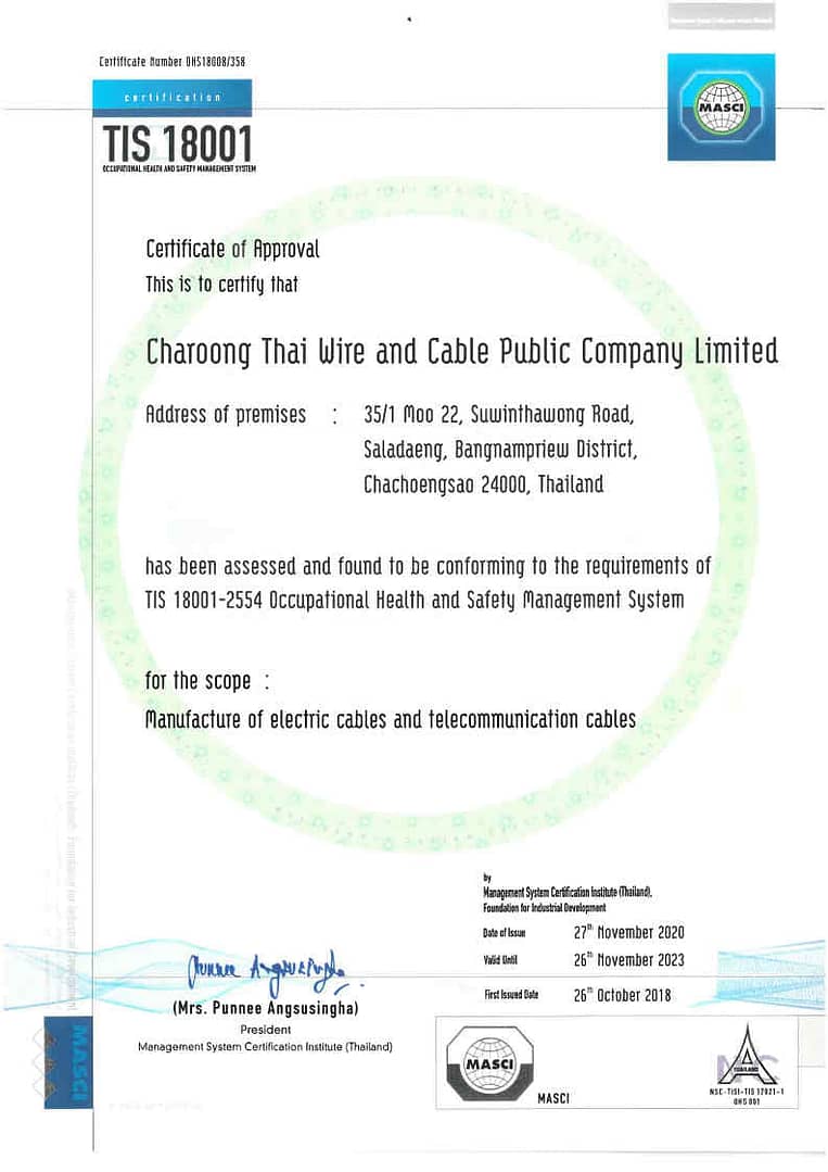 certificate TIS18001 CTW Eng